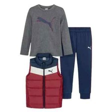 PUMA Boys' 3-Pcs Set Vest, Tee and Jogger Pant Size 5 NWT