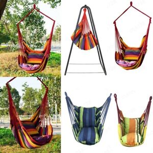 Portable Hammock Bed Hanging Rope Chair Porch Swing Seat Garden Outdoor Camping 