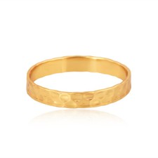 18k Gold Plated Hammered Band Ring 925 Sterling Silver Engagement Band Jewelry
