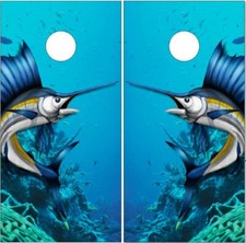 Sail fish LAMINATED Cornhole Wrap Bag Toss Skin Decal Sticker