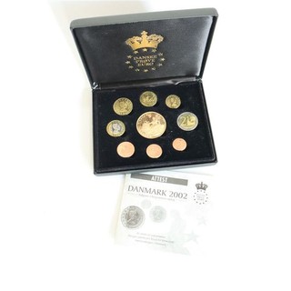 Dänemark Euro Proben 2002 KMS Kursmünzensatz in Box mit Zertifikat