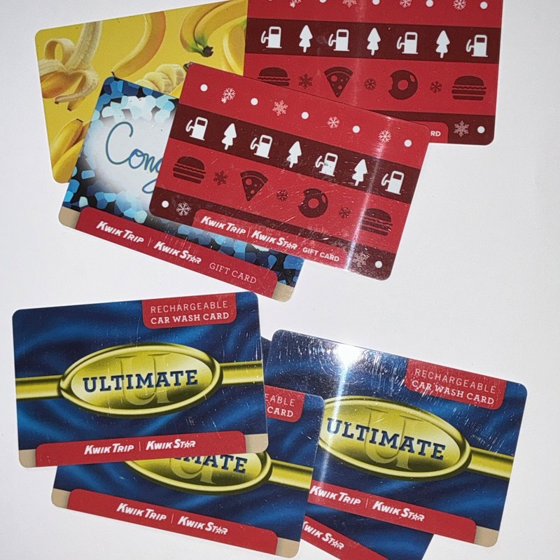 Kwik Trip gift cards, total verified value $190.00, Free USPS shipping