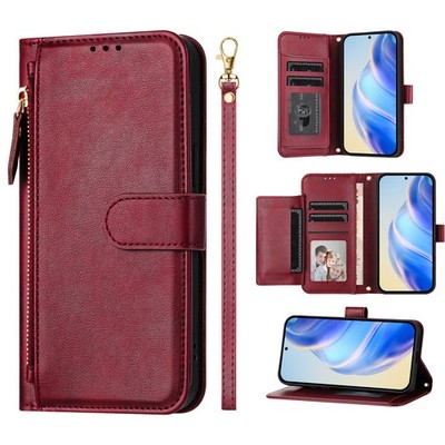 For Motorola Infinix Zipper Leather 7Card Wallet Phone Case Bag Flip Stand Cover