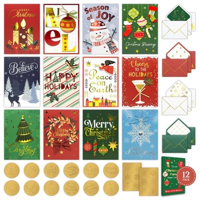 Decorably 12 Pack 5x7in Foil & Glittery Standard, Metallic, Multicolor 