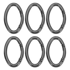 6 Pcs 47mm Oval Egg Shaped Spring Snap Keychain Clip for Purses Black