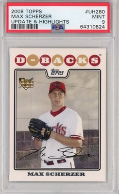 Graded 2008 Topps Update & Highlights Max Scherzer #UH280 Rookie Card PSA 9