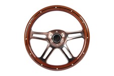 350mm 14" Inch Classic Nostalgia Style Wood Grain Bronze Steering Wheel Slott...