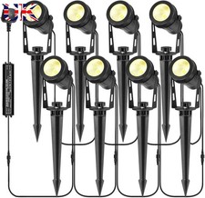 Garden Spike Lights 8in1 12V Mains Powered, 25M Extendable LED Outdoor Lights UK