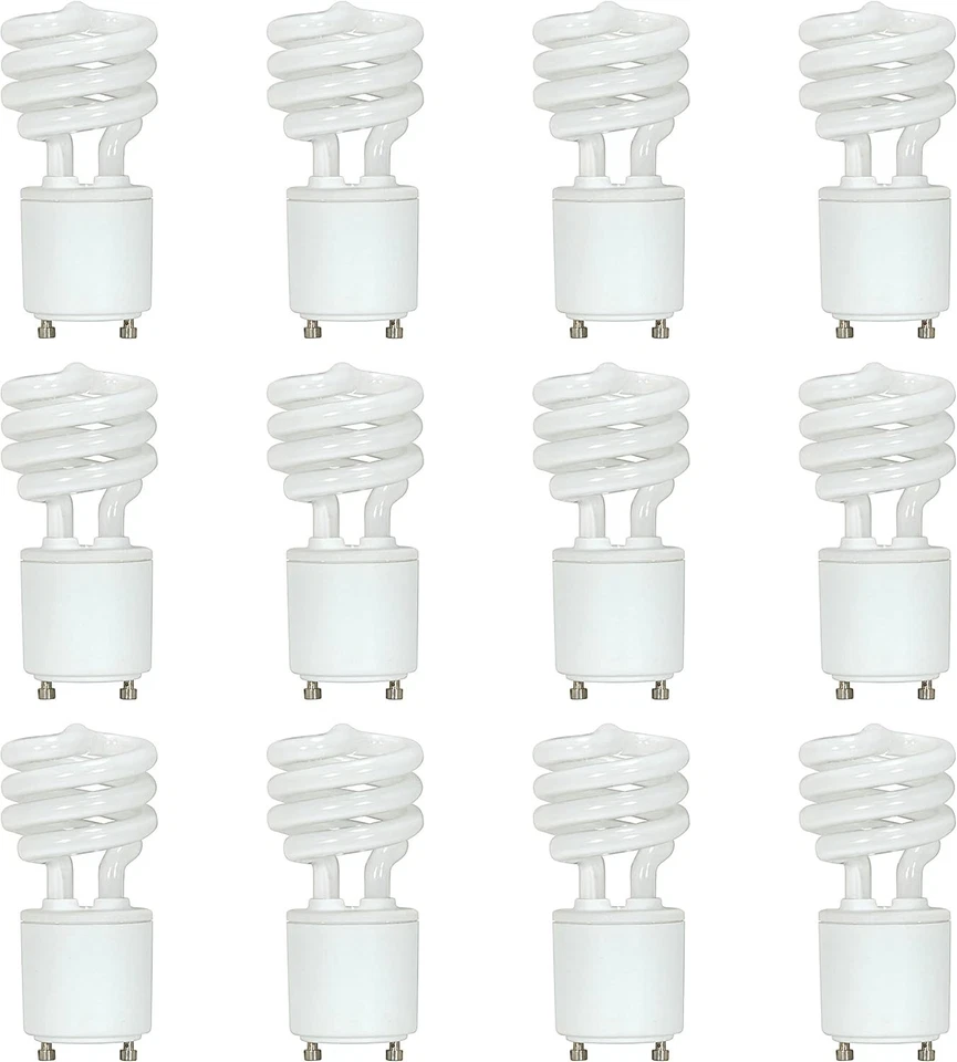 12-Pack GU24 13W Mini-Spiral CFL Bulbs, Soft White 2700K for Home Lighting - Image 2 of 4