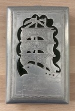 WW2 POW Trench Art Cigarette Case North Africa Mosque & Dhow Ship Engraved