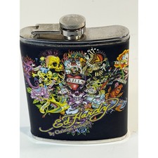 Ed Hardy Christian Audigier Love Kills Slowly Tattoo Graphic Hip Flask Black