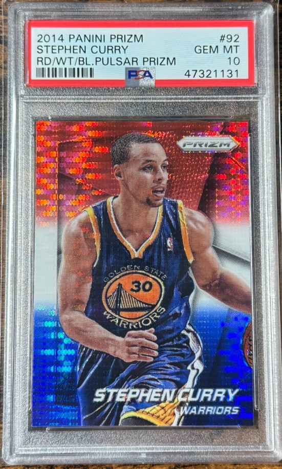 2014 Panini Prizm Stephen Curry Red White Blue Pulsar #92 PSA 10