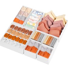 Drawer Organizer Clothes Dresser Organizer Bins for Baby Clothes, 8 Pack White