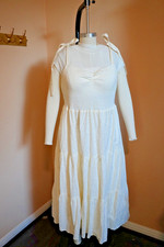 Madewell Dress Womens Size L Cream Smocked Cotton Eyelet Tie Shower Dress 