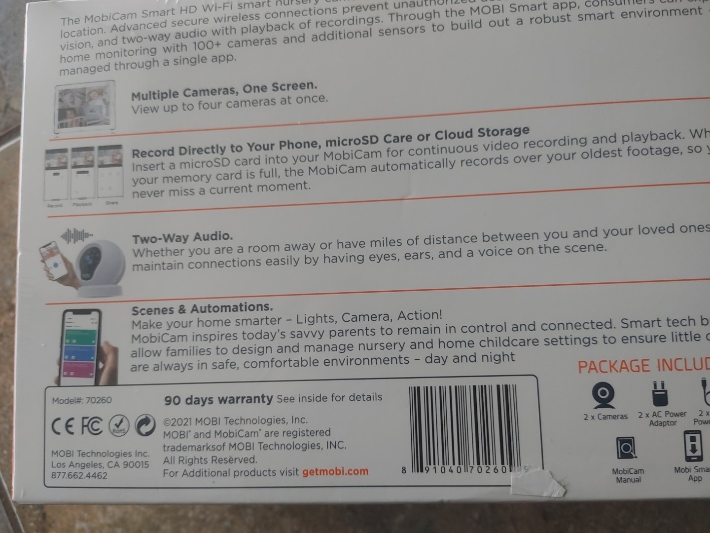 MOBI - Cam Pro HD 2 Pack Wi-Fi Pan & Tilt Video Baby Monitor with 2-way Audio