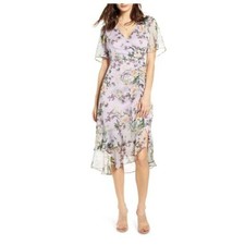 ASTR The Label Cinched Mermaid floral midi dress size medium lavender