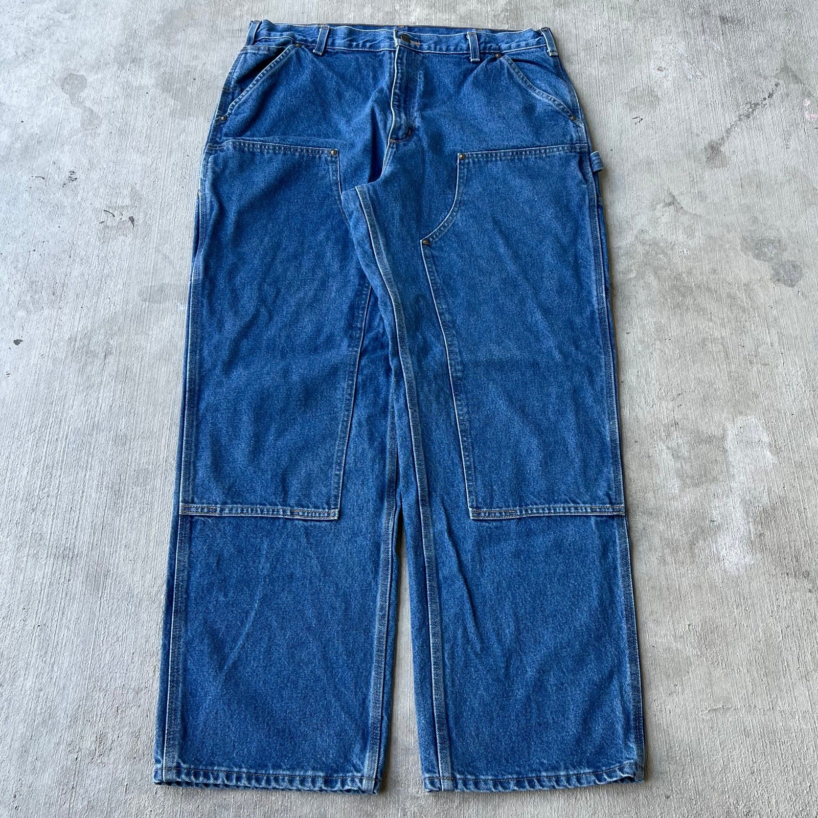 Vintage Carhartt Y2K Double Knee Carpenter Jeans Blue Denim Workwear