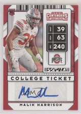 2020 Panini Contenders Draft Picks College Ticket Malik Harrison #189 Auto 00jz