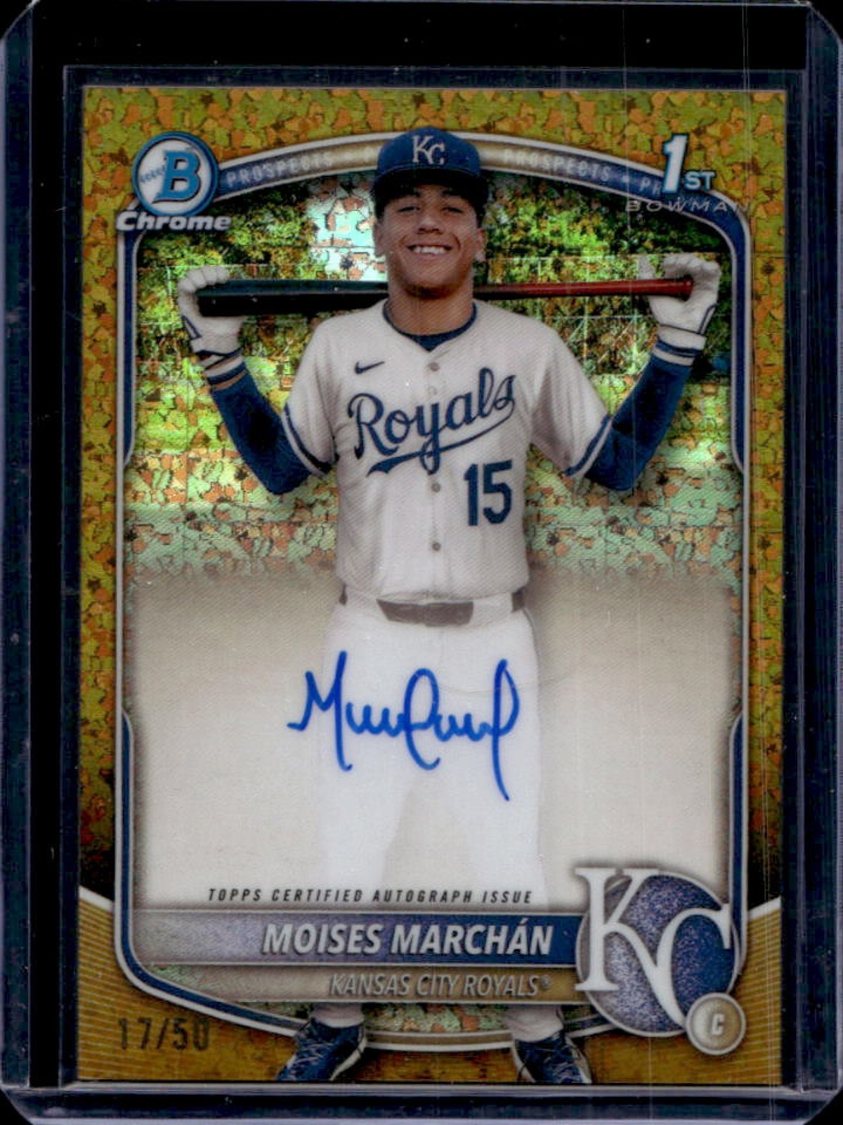 2025 Bowman Chrome Moises Marchan Auto Gold Mini Diamonds Refractor 1st #17/50