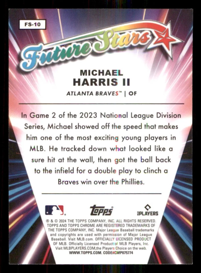 2024 Topps Chrome Future Stars #FS10 Michael Harris II - Image 2 of 2
