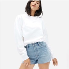 Everlane The Classic French Terry Crew Neck Sweatshirt White Unisex XXXS