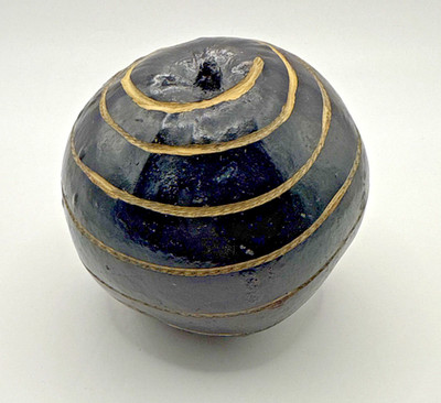 Vintage Hand-Carved Gourd Rattle Seed Shaker W/Spiral Design