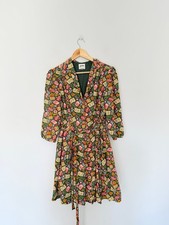 Joanie Dress Size UK 16 Green Floral Book Gardening Print Shirt Novelty Midi