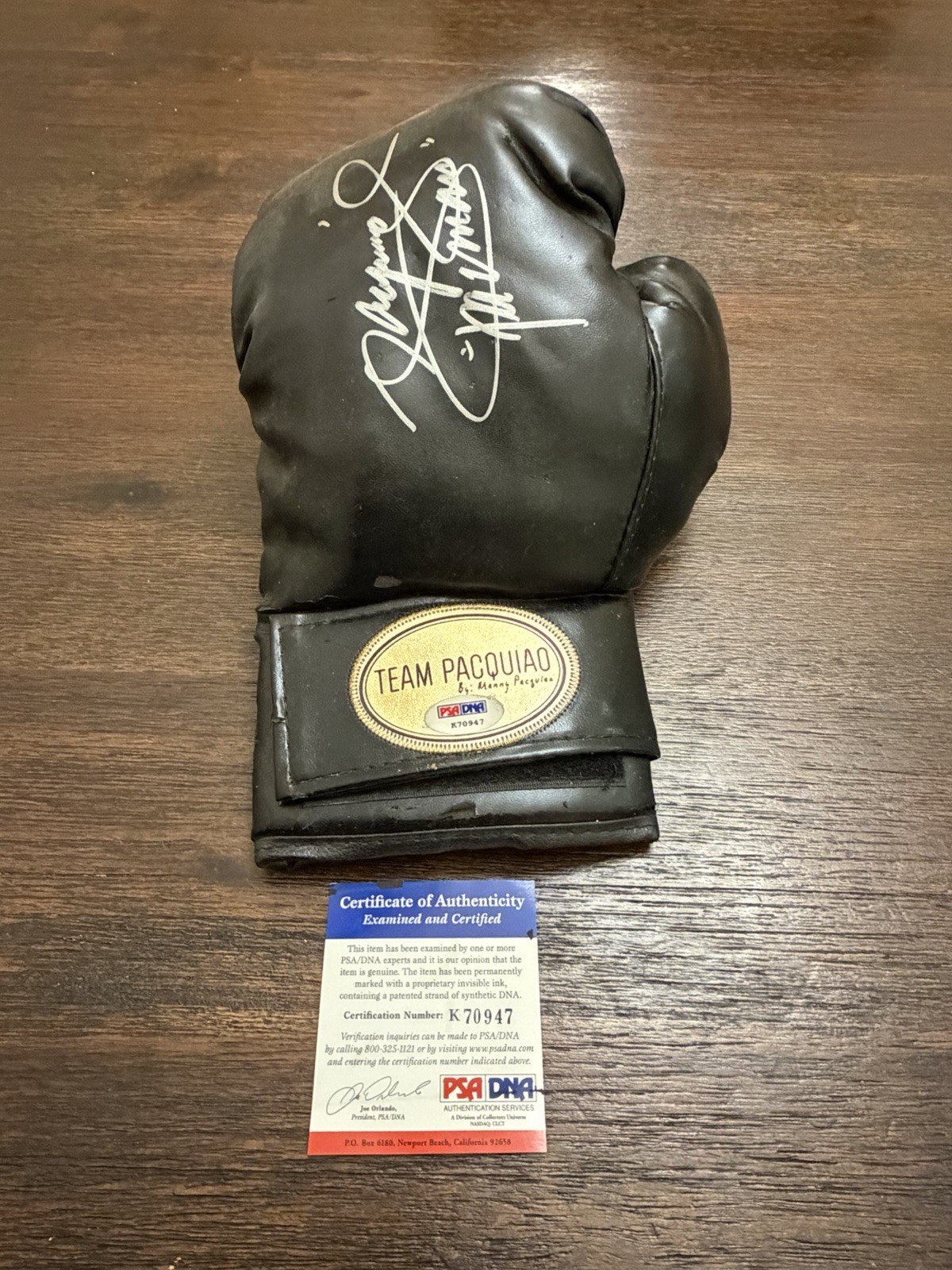 Manny Pacquiao Signed Team Pacquiao Boxing Glove Autograph PSA G2U view 3