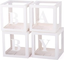 Baby Boxes with Letters for Baby Shower, Gender Reveal Decorations with 4 Transp