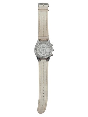 Madison New York Damen Armbanduhr Weiß Glamourös Strassbesatz