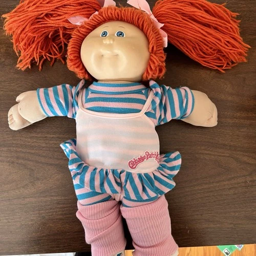 Vintage Cabbage Patch Kids Doll Red Yarn Hair Blue Pink Outfit 1982 Ballerina