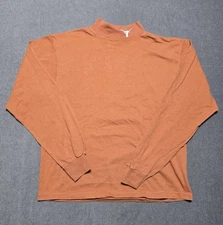 Vintage UT Texas Longhorn Mock Neck Long Sleeve Shirt Mens Large Orange Discus