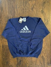 Vintage Adidas Navy Blue Embroidered Logo Crewneck Sweatshirt Mens XL Made USA