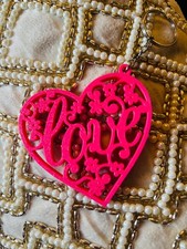Heart Shaped Pink Love Keychain with Floral Design