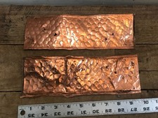 2 Hammered Shinny Sheet Copper Bent Dented 10" x 3"