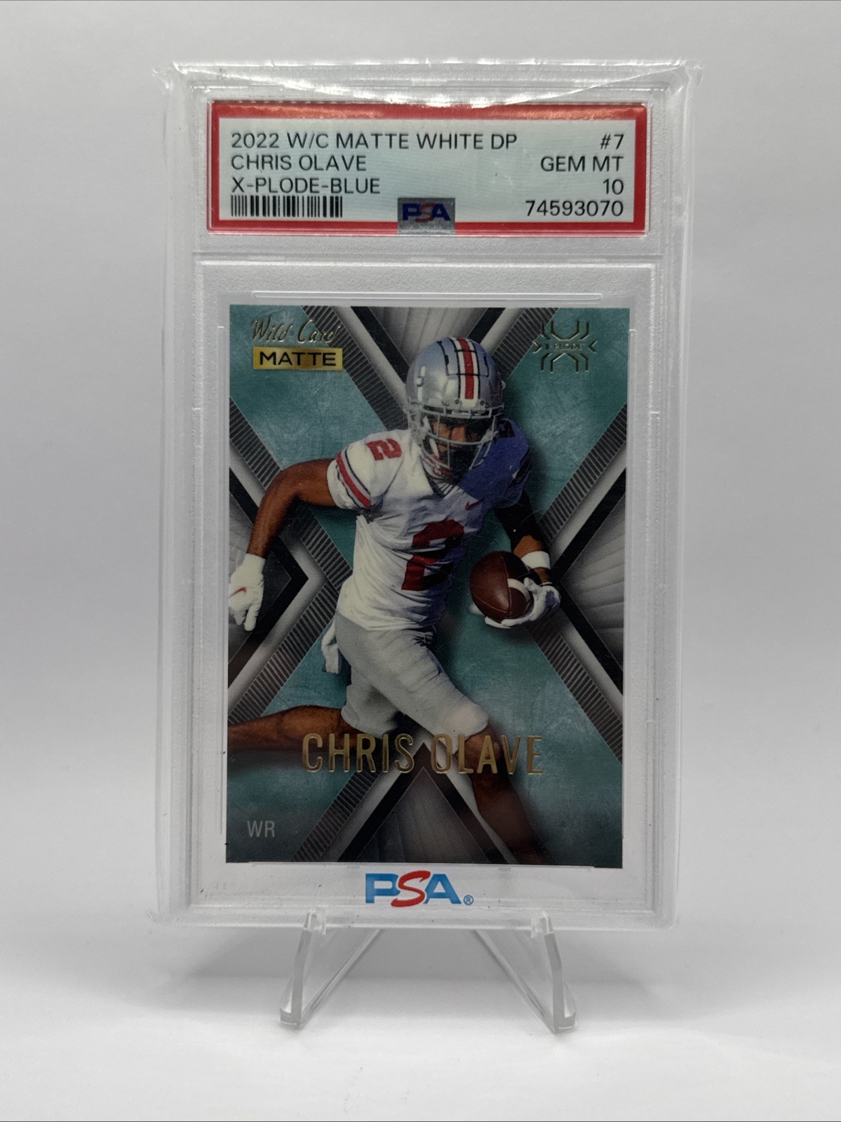 Chris Olave Wild Card Matte White Draft Pick X-Plode #7 Blue