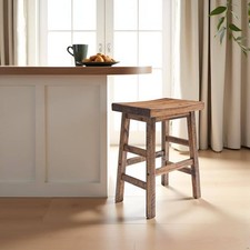 Alaterre Furniture Durango 26" H Wood Counter-Height Bar Stool, Saddle Seat