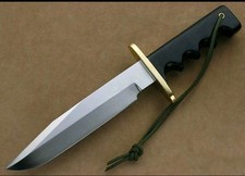 Custom Handmade Bowie Knife Carbon Steel Hunting Camping handle wood with sheath