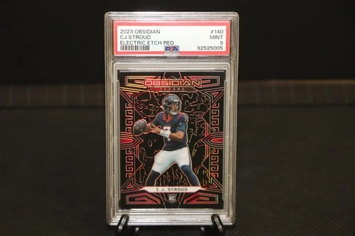 2023 Panini Obsidian - C.J. Stroud #140 Electric Etch Red /8 (RC)-PSA 9. Low Pop