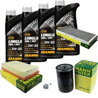 MANN-FILTER Inspektionspaket Mannol 4L Longlife 5W-30 FüR Audi Cabriolet 2.6