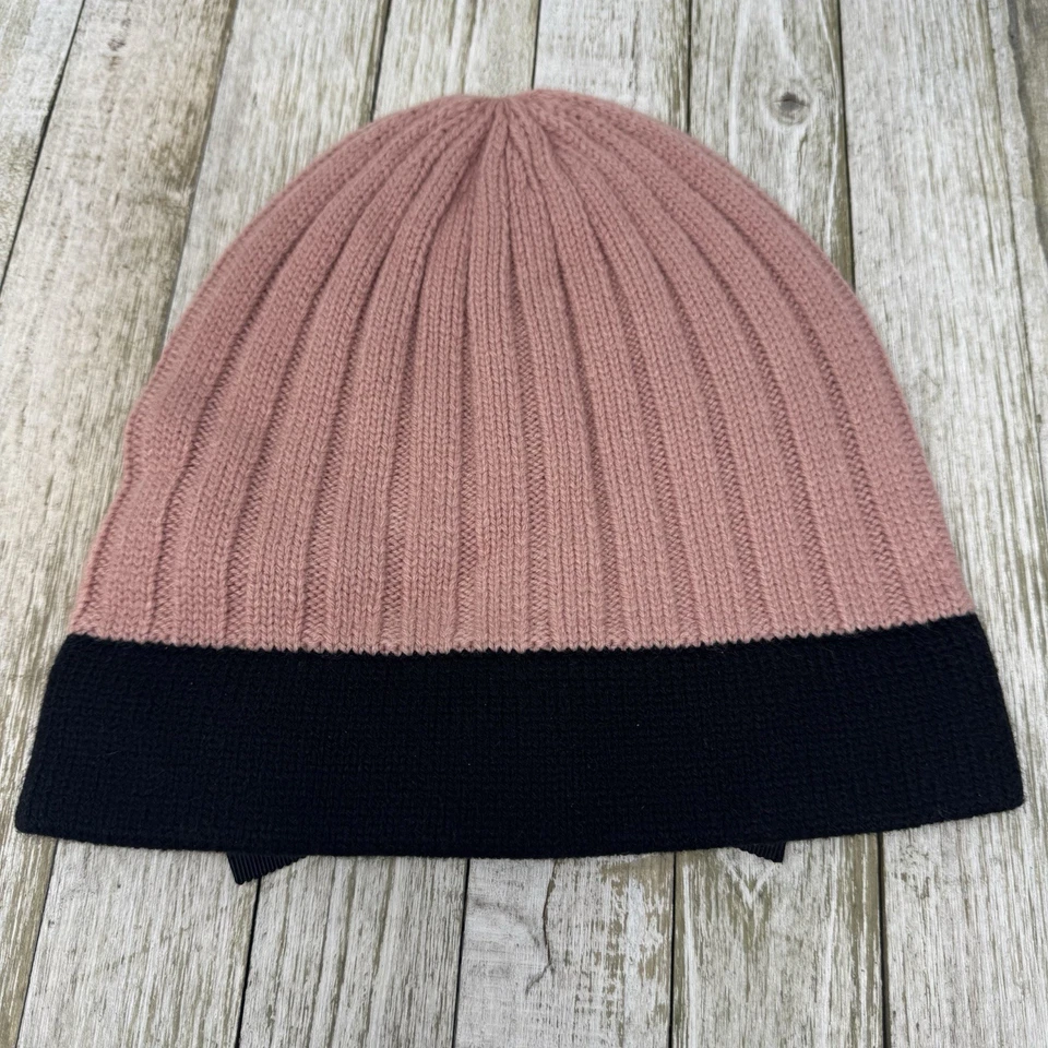 NUEVO SIN ETIQUETAS Kate Spade Sombrero Tejido Negro Lazo Talla Única Rosa Gorro Invierno Cálido Foto 2 de 4