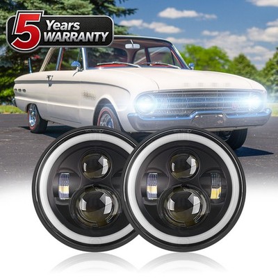 Fit Ford Falcon 1960 1961 1962 1963-1970 Pair 7'' Round LED Headlights Hi/Lo Beam