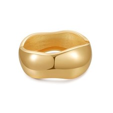 Chunky Gold/Silver Gold Cuff Bangle Bracelets for Women Trendy Hinged B- gold