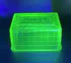 Vintage Block Optic Green Depression Vaseline Uranium Glass Butter Dish Lid Only