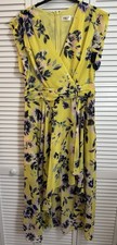 EUC ANTHROPOLOGIE Eliza J Yellow Floral Chiffon High Low Maxi Dress Women's 14