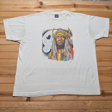 Vintage 90s Native American Chief Headdress Eagle Moon Graphic T-Shirt USA - 2XL