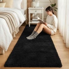 Soft Cozy 2' x 6' Black Runner Rug - Perfect for Living Rooms Bedrooms