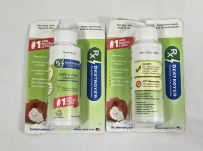 RX Destroyer Drug Pharmaceutical Disposal, Destroy Prescriptions Safely Lot Of 2