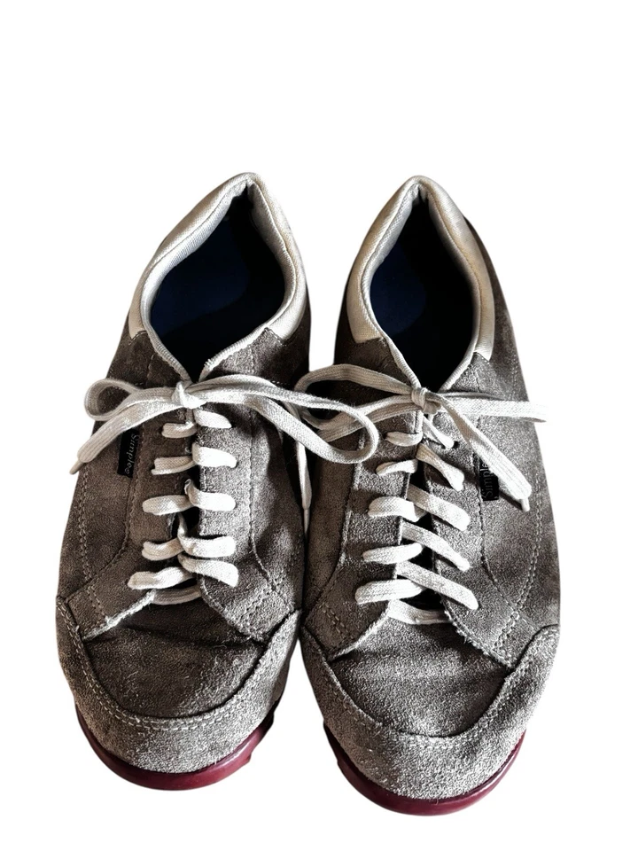 ZAPATOS MUJER SENCILLOS TALLA 8.5 BEIGE GAMUZA CUERO ZAPATILLAS CON CORDONES Foto 3 de 4