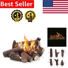Vent-Free Ceramic Gas Logs - Set of 9 Safe and Realistic Fireplace Enhancements